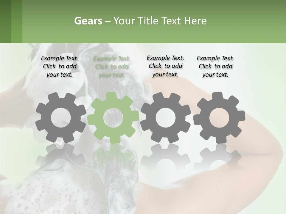 A Woman Is Holding Her Hair With A Lot Of Soap On It PowerPoint Template