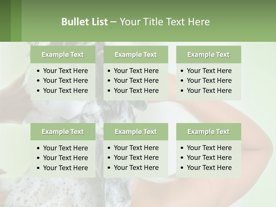 A Woman Is Holding Her Hair With A Lot Of Soap On It PowerPoint Template