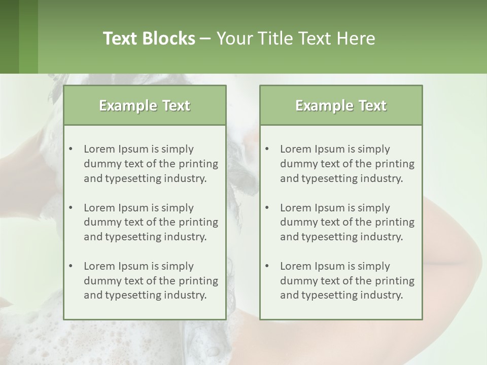 A Woman Is Holding Her Hair With A Lot Of Soap On It PowerPoint Template