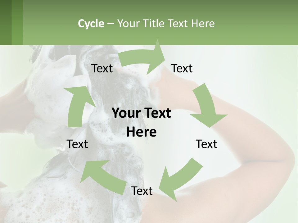 A Woman Is Holding Her Hair With A Lot Of Soap On It PowerPoint Template