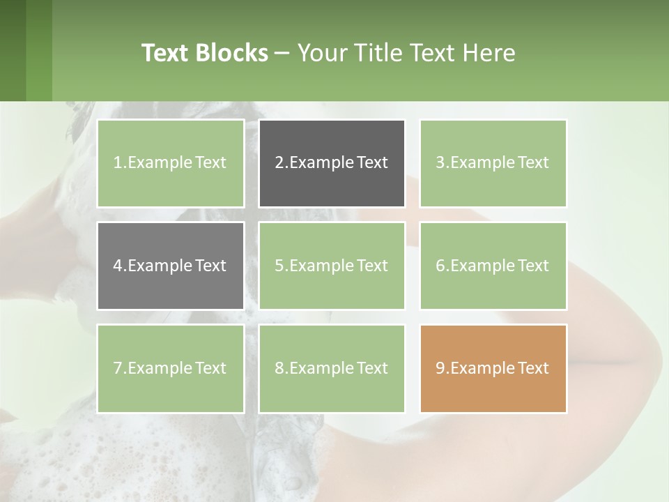 A Woman Is Holding Her Hair With A Lot Of Soap On It PowerPoint Template