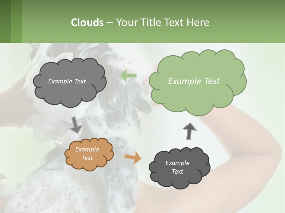 A Woman Is Holding Her Hair With A Lot Of Soap On It PowerPoint Template