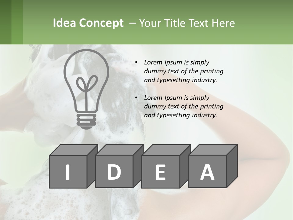 A Woman Is Holding Her Hair With A Lot Of Soap On It PowerPoint Template