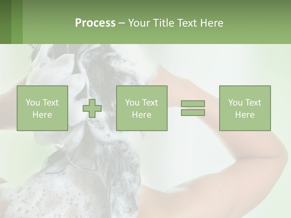 A Woman Is Holding Her Hair With A Lot Of Soap On It PowerPoint Template