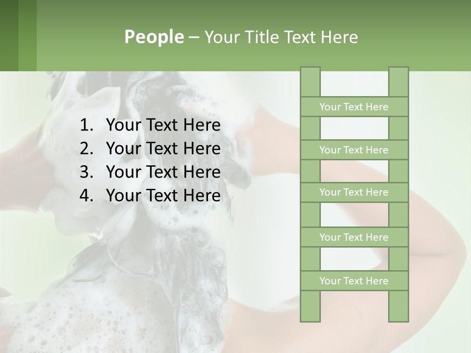 A Woman Is Holding Her Hair With A Lot Of Soap On It PowerPoint Template