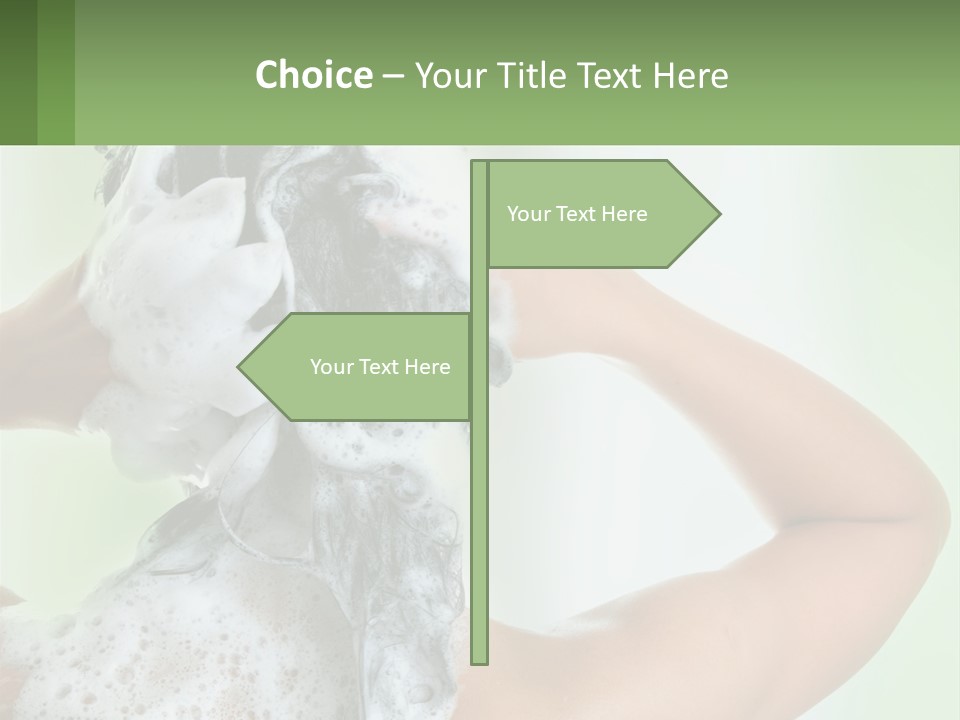 A Woman Is Holding Her Hair With A Lot Of Soap On It PowerPoint Template