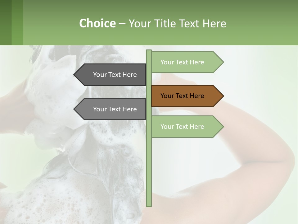 A Woman Is Holding Her Hair With A Lot Of Soap On It PowerPoint Template