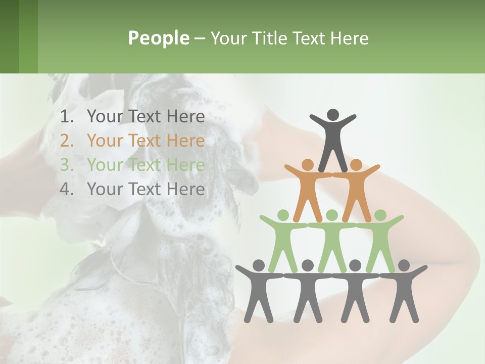 A Woman Is Holding Her Hair With A Lot Of Soap On It PowerPoint Template