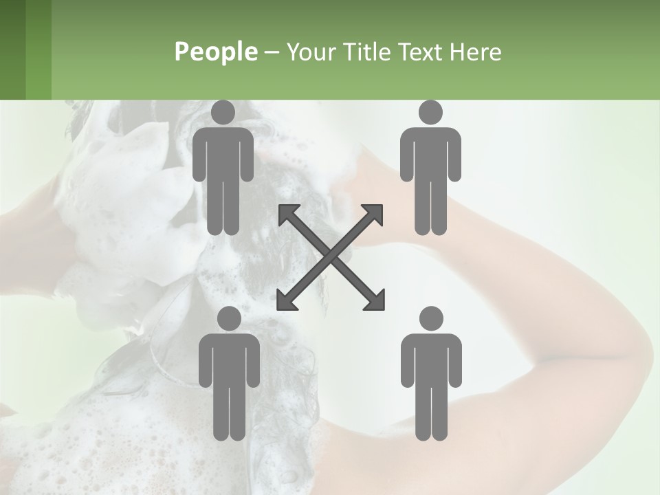 A Woman Is Holding Her Hair With A Lot Of Soap On It PowerPoint Template