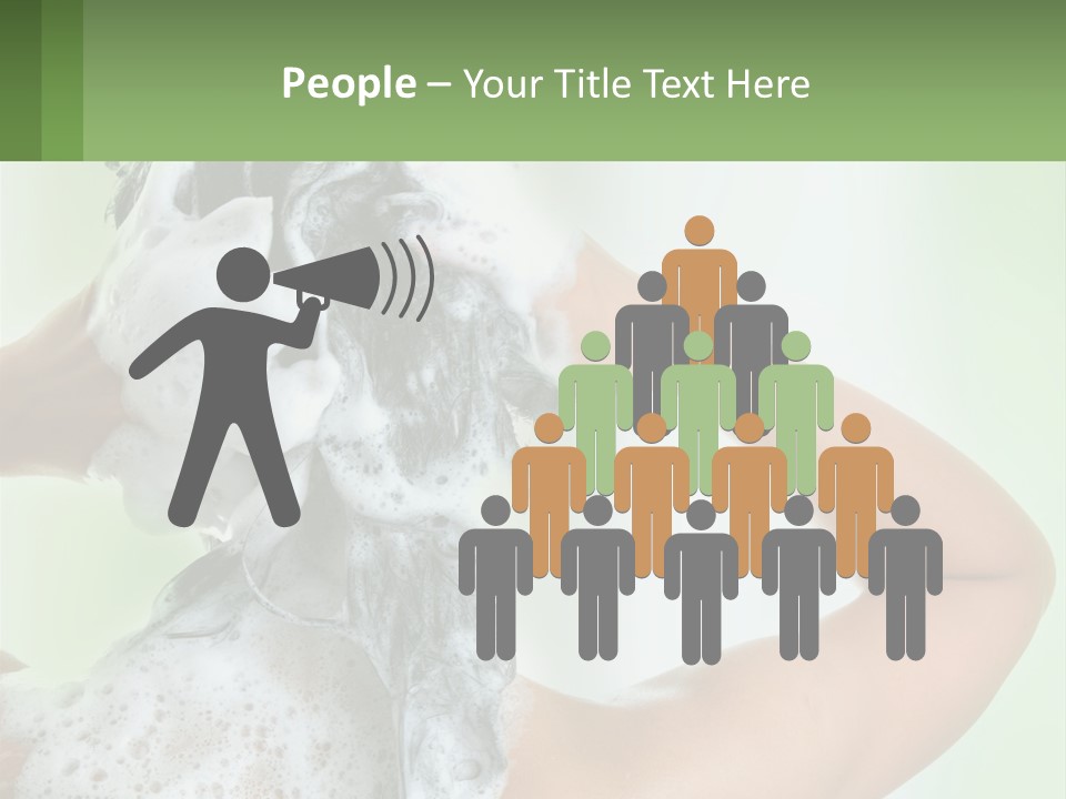 A Woman Is Holding Her Hair With A Lot Of Soap On It PowerPoint Template