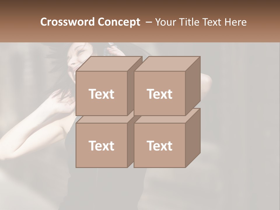 A Woman Is Listening To Music With Headphones PowerPoint Template