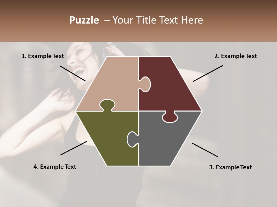 A Woman Is Listening To Music With Headphones PowerPoint Template