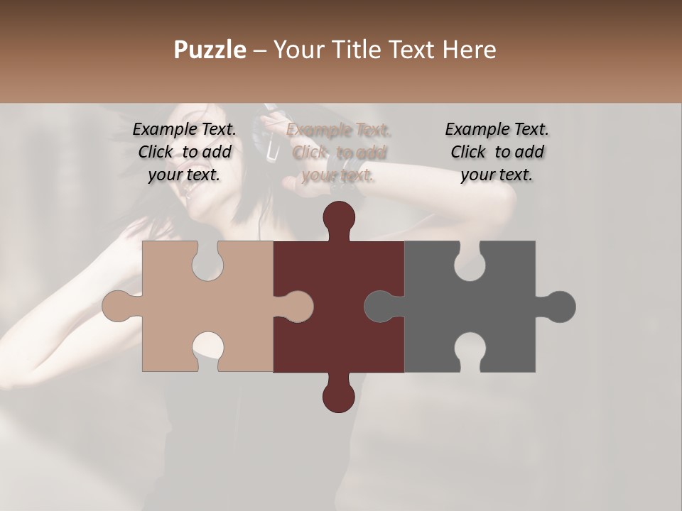 A Woman Is Listening To Music With Headphones PowerPoint Template