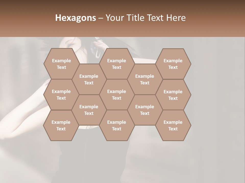 A Woman Is Listening To Music With Headphones PowerPoint Template