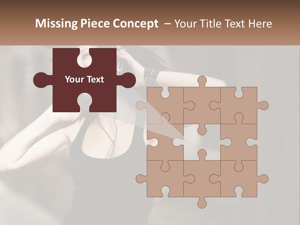 A Woman Is Listening To Music With Headphones PowerPoint Template