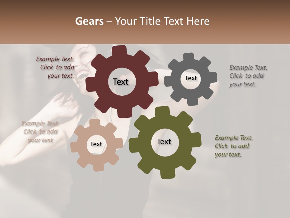 A Woman Is Listening To Music With Headphones PowerPoint Template