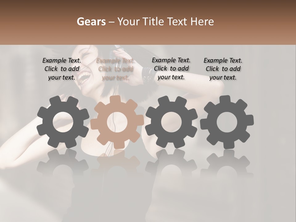 A Woman Is Listening To Music With Headphones PowerPoint Template