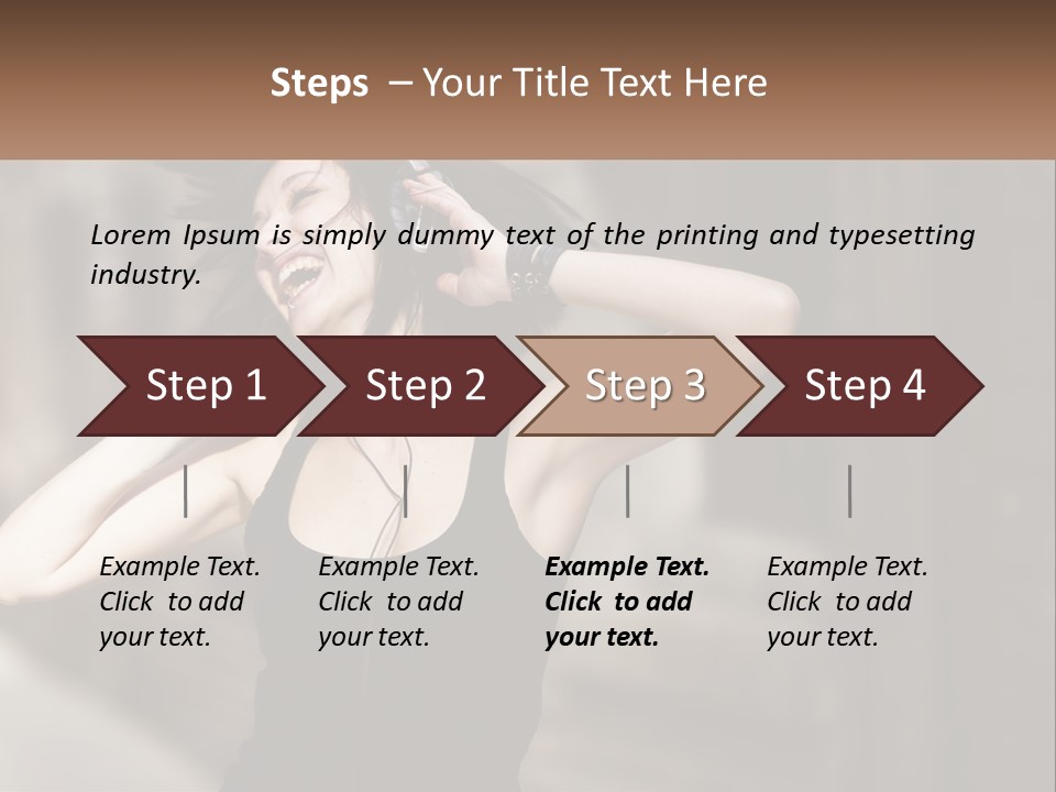 A Woman Is Listening To Music With Headphones PowerPoint Template