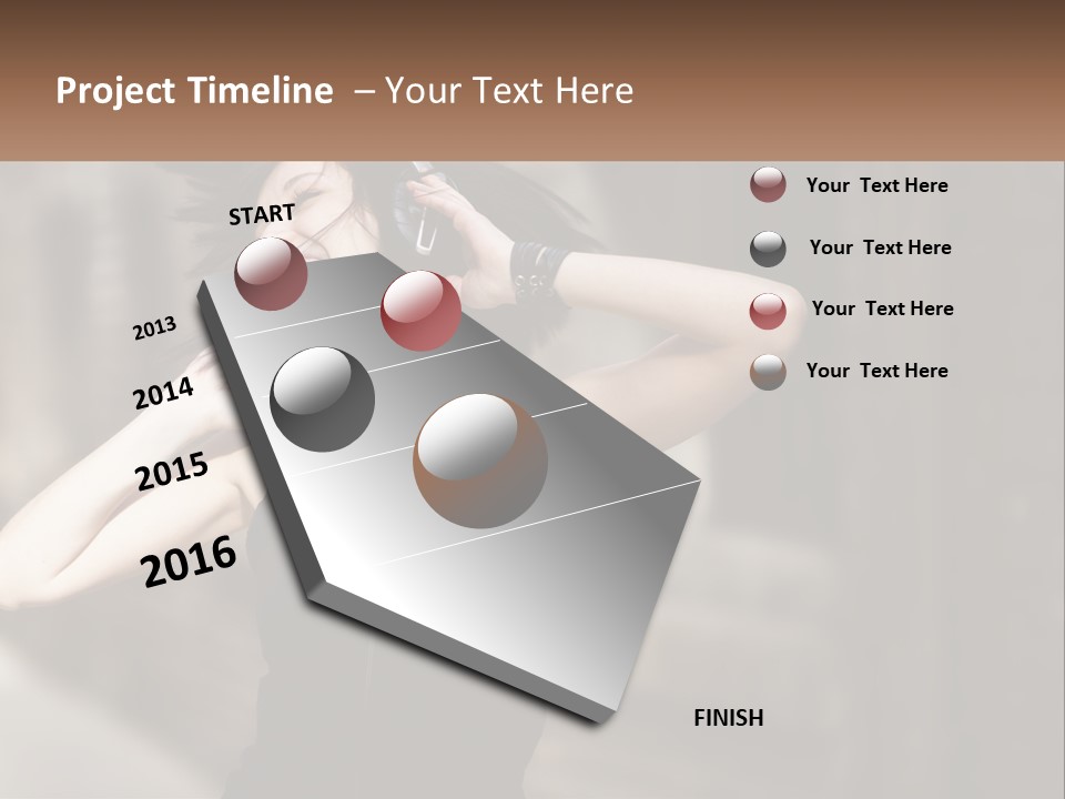 A Woman Is Listening To Music With Headphones PowerPoint Template