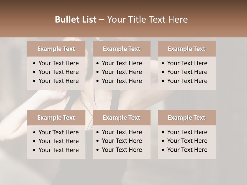 A Woman Is Listening To Music With Headphones PowerPoint Template