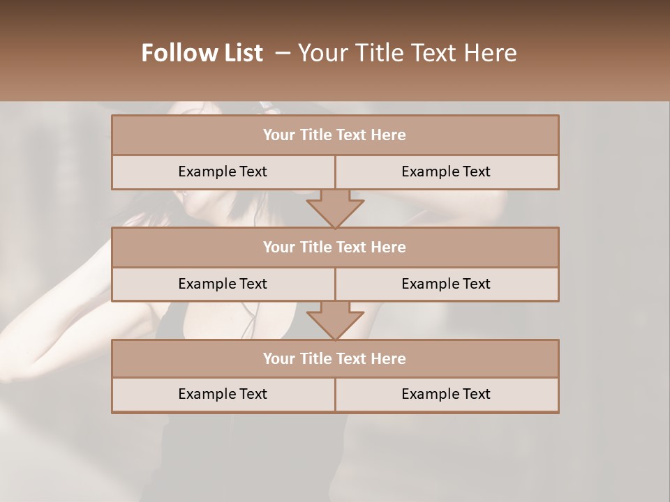 A Woman Is Listening To Music With Headphones PowerPoint Template