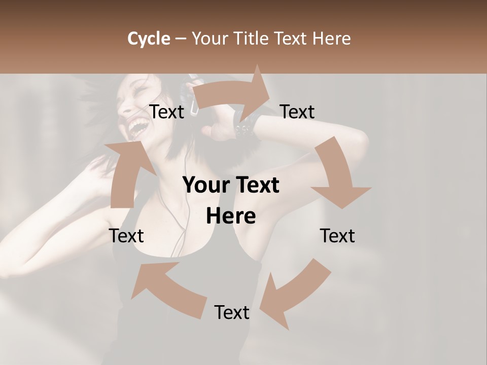 A Woman Is Listening To Music With Headphones PowerPoint Template