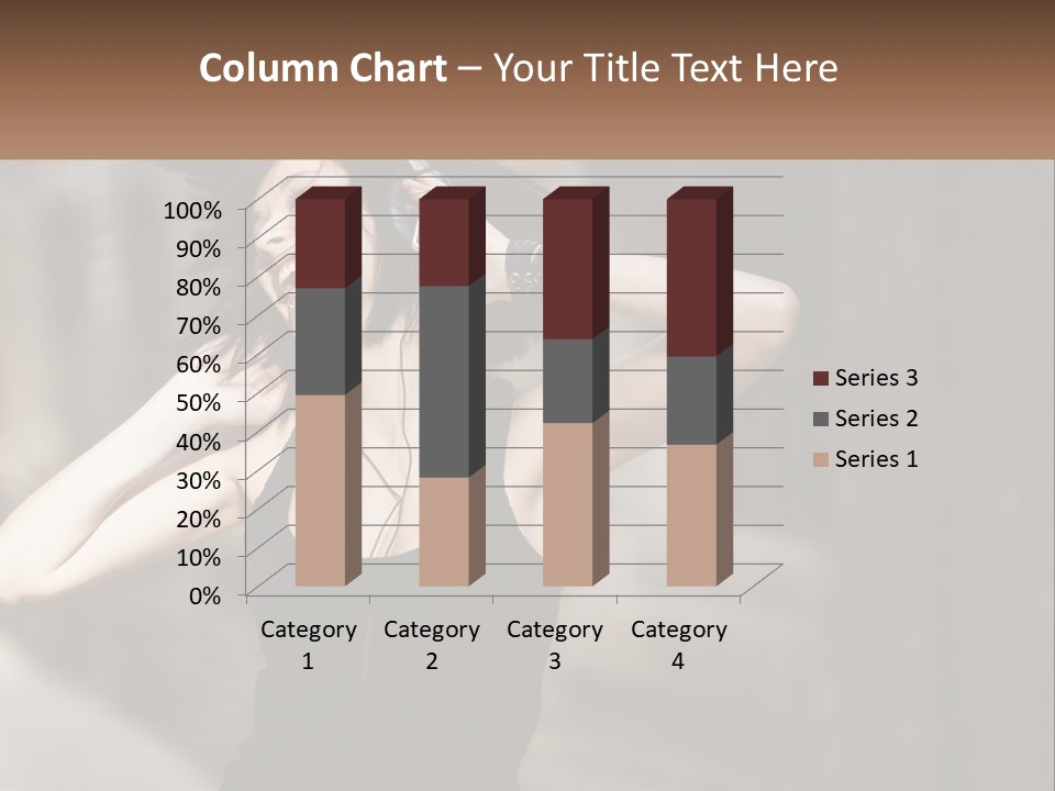 A Woman Is Listening To Music With Headphones PowerPoint Template