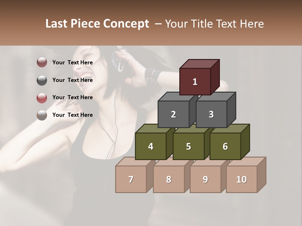 A Woman Is Listening To Music With Headphones PowerPoint Template