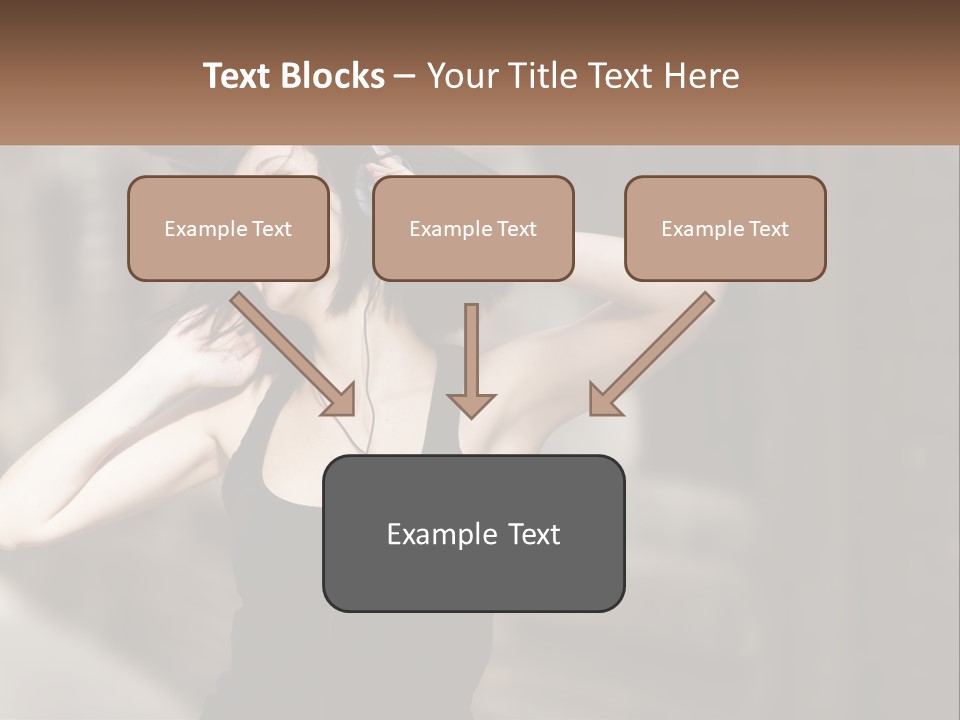 A Woman Is Listening To Music With Headphones PowerPoint Template