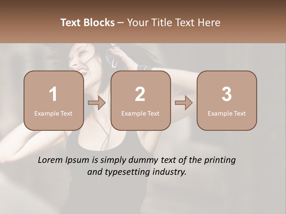 A Woman Is Listening To Music With Headphones PowerPoint Template