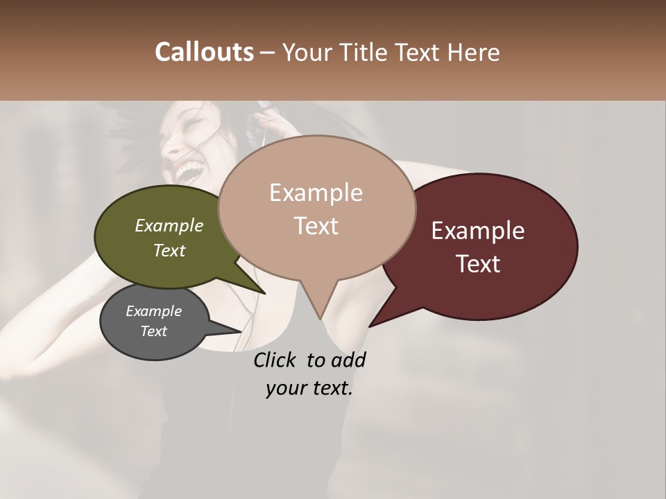 A Woman Is Listening To Music With Headphones PowerPoint Template