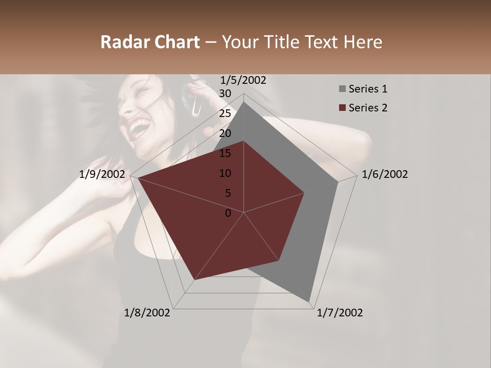 A Woman Is Listening To Music With Headphones PowerPoint Template