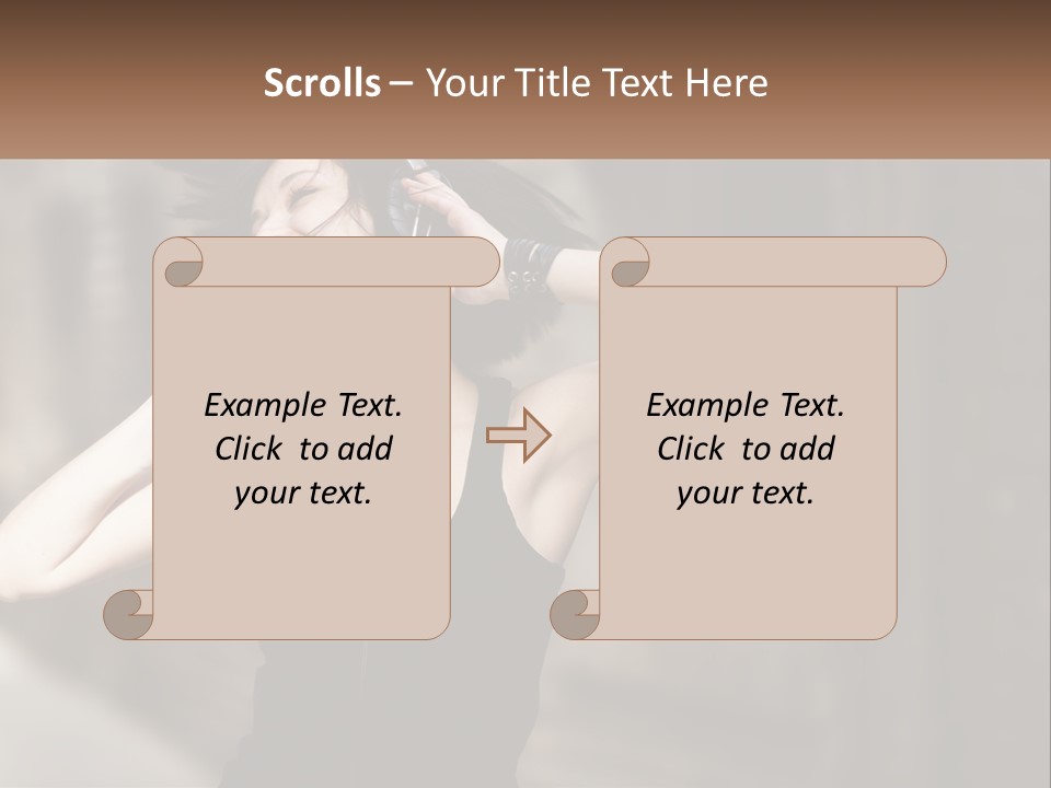 A Woman Is Listening To Music With Headphones PowerPoint Template