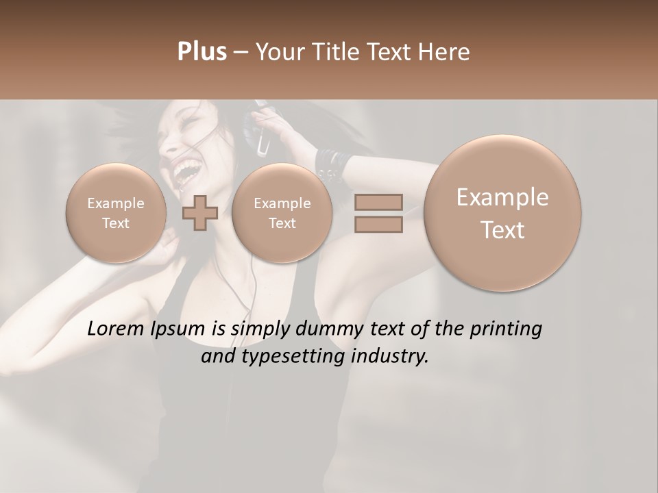 A Woman Is Listening To Music With Headphones PowerPoint Template