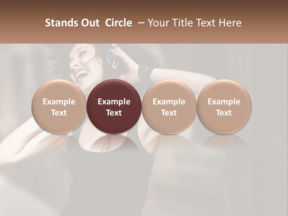 A Woman Is Listening To Music With Headphones PowerPoint Template