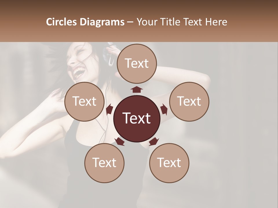 A Woman Is Listening To Music With Headphones PowerPoint Template