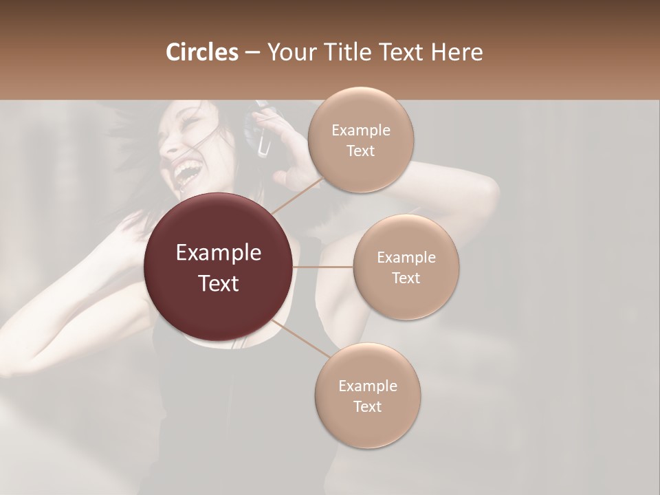 A Woman Is Listening To Music With Headphones PowerPoint Template