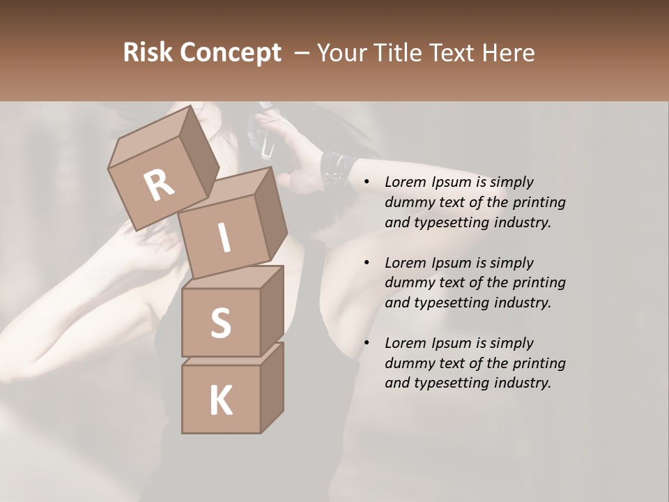 A Woman Is Listening To Music With Headphones PowerPoint Template