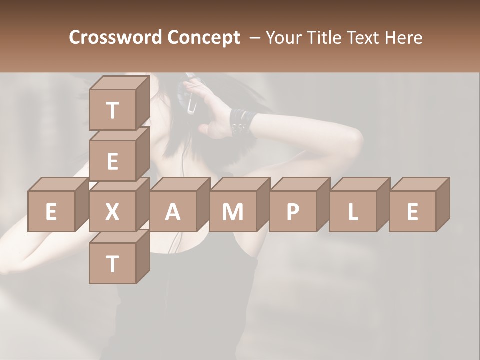 A Woman Is Listening To Music With Headphones PowerPoint Template