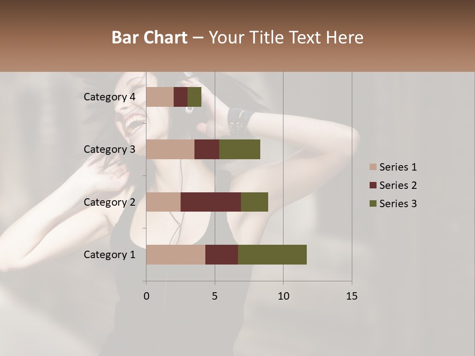 A Woman Is Listening To Music With Headphones PowerPoint Template