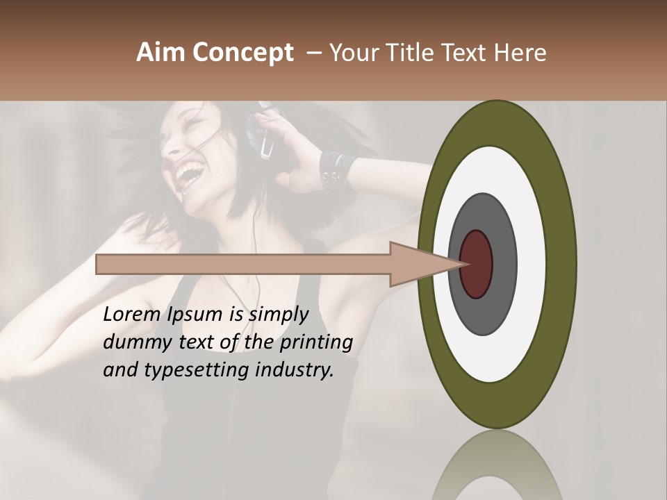 A Woman Is Listening To Music With Headphones PowerPoint Template
