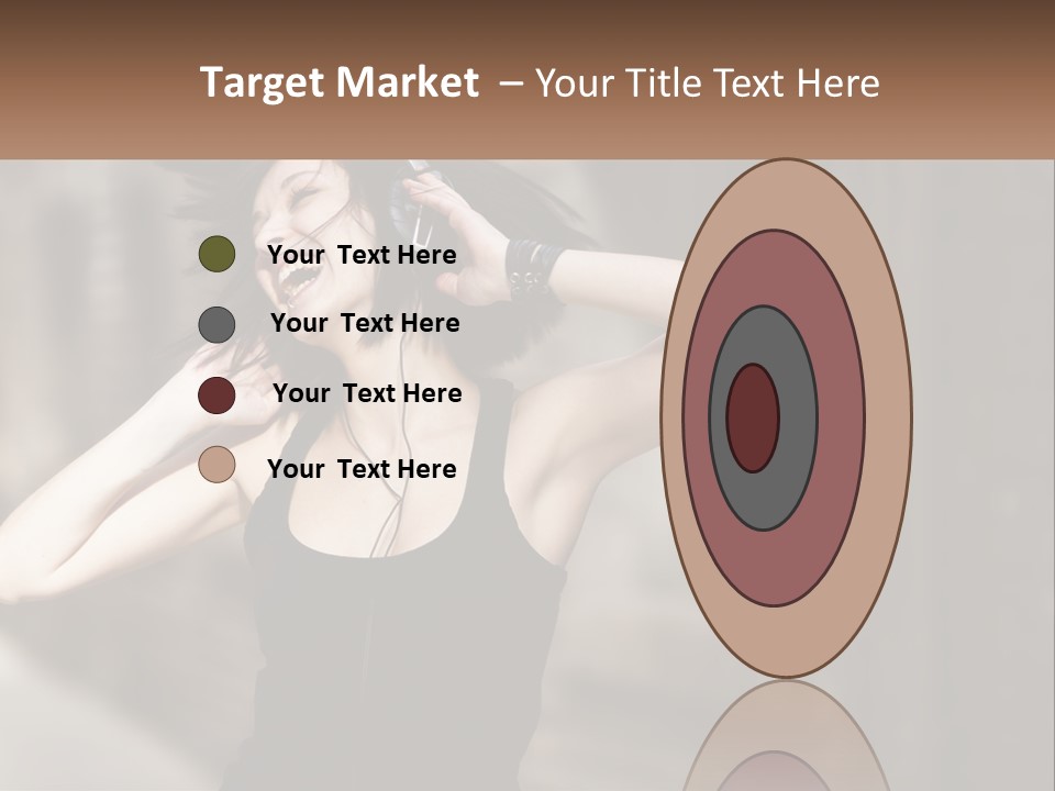 A Woman Is Listening To Music With Headphones PowerPoint Template