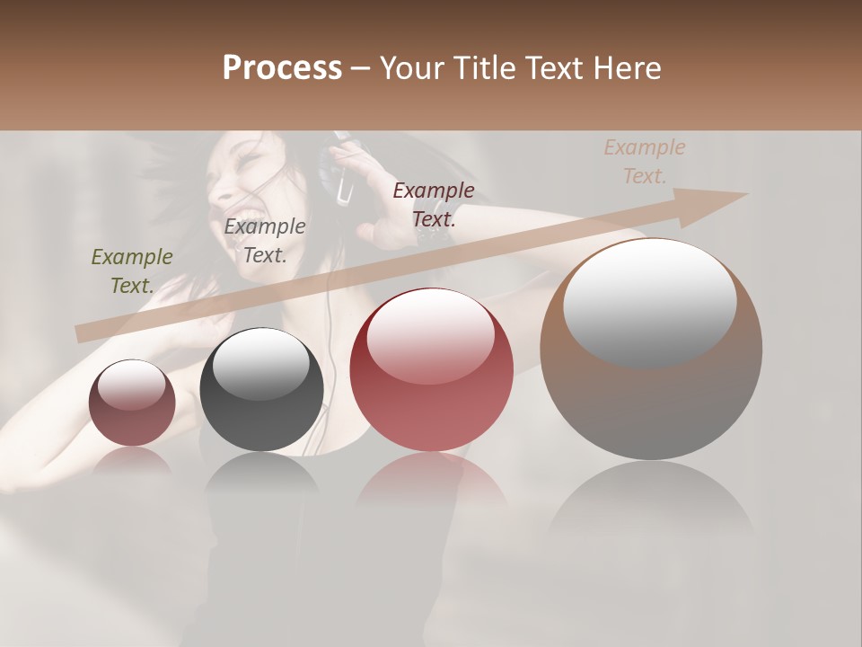 A Woman Is Listening To Music With Headphones PowerPoint Template