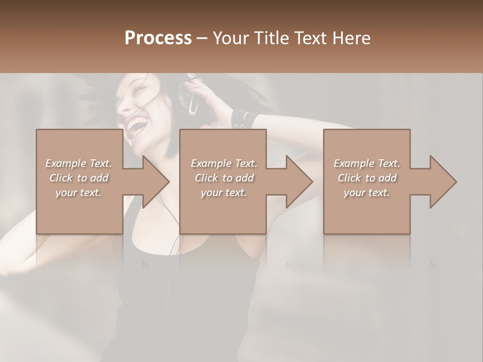 A Woman Is Listening To Music With Headphones PowerPoint Template