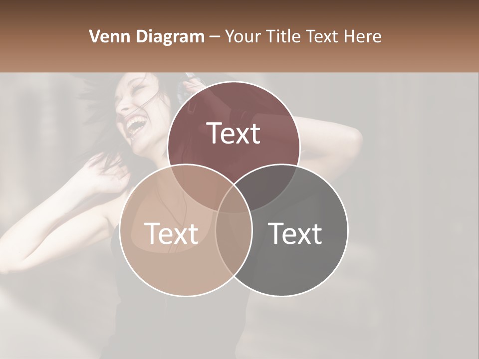 A Woman Is Listening To Music With Headphones PowerPoint Template