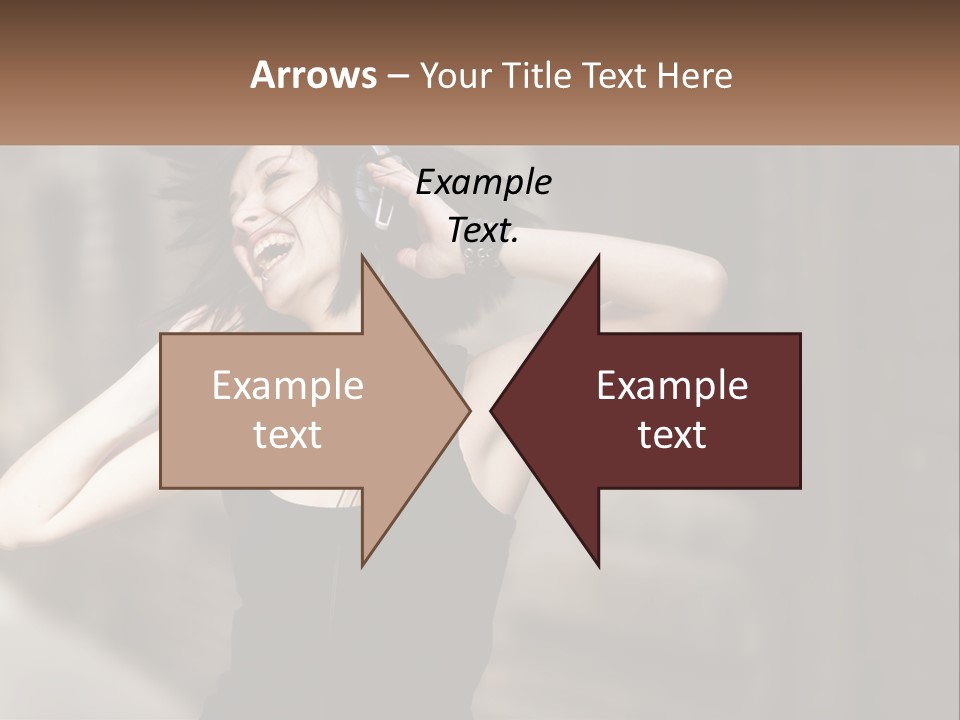 A Woman Is Listening To Music With Headphones PowerPoint Template