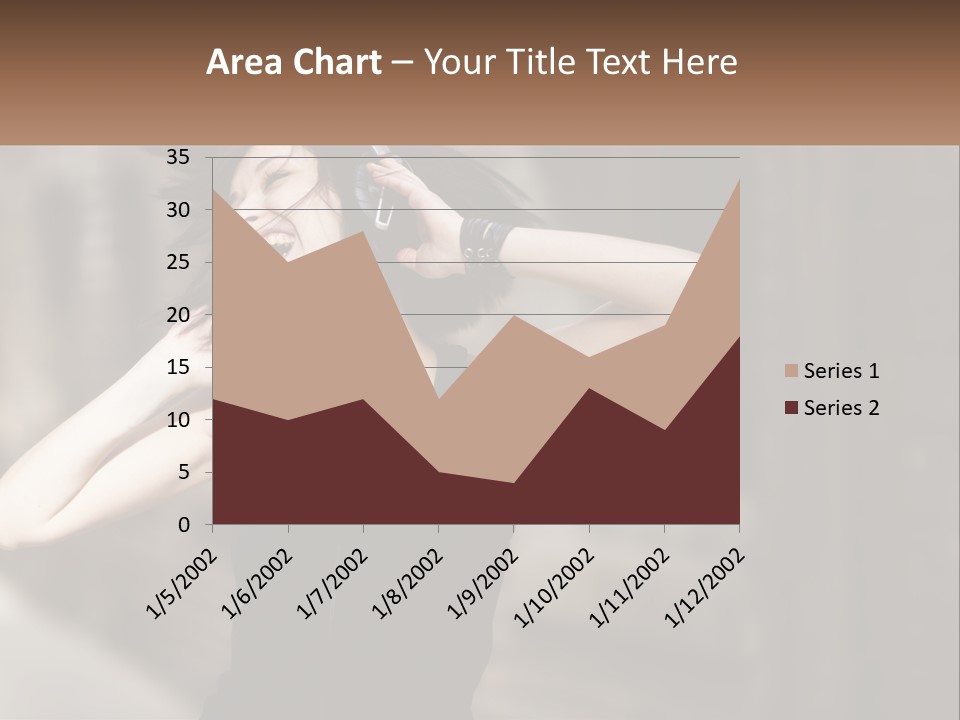 A Woman Is Listening To Music With Headphones PowerPoint Template