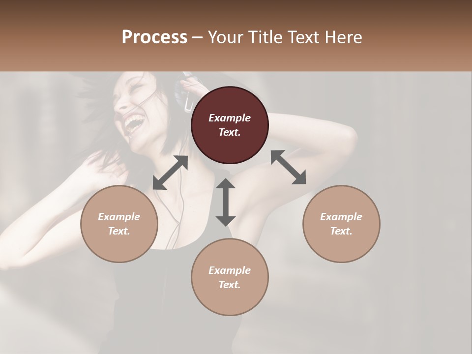 A Woman Is Listening To Music With Headphones PowerPoint Template