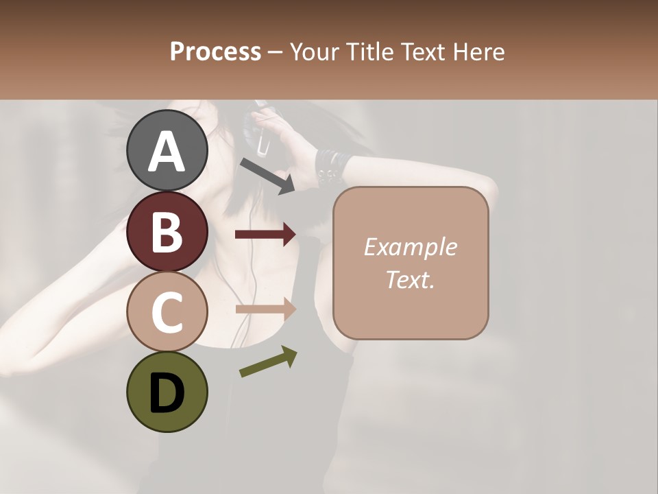 A Woman Is Listening To Music With Headphones PowerPoint Template