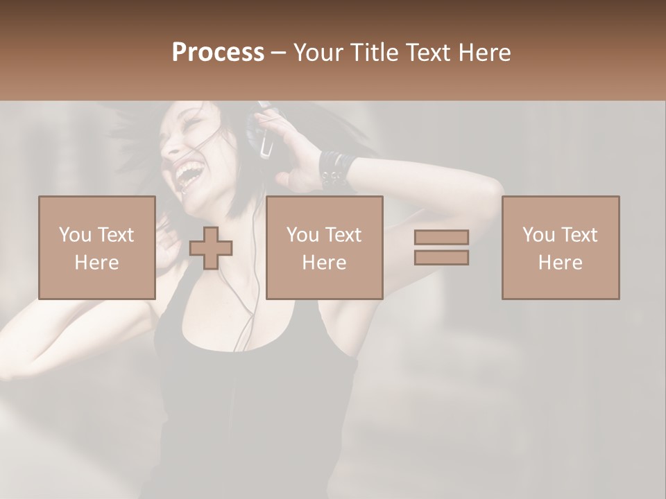 A Woman Is Listening To Music With Headphones PowerPoint Template
